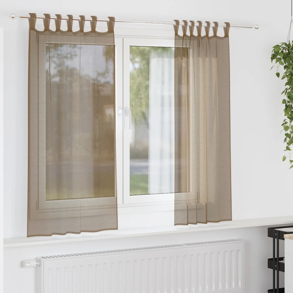 Hellbraune Voile-Vorhänge mit Schlaufen, 140x140cm, 2er-Set