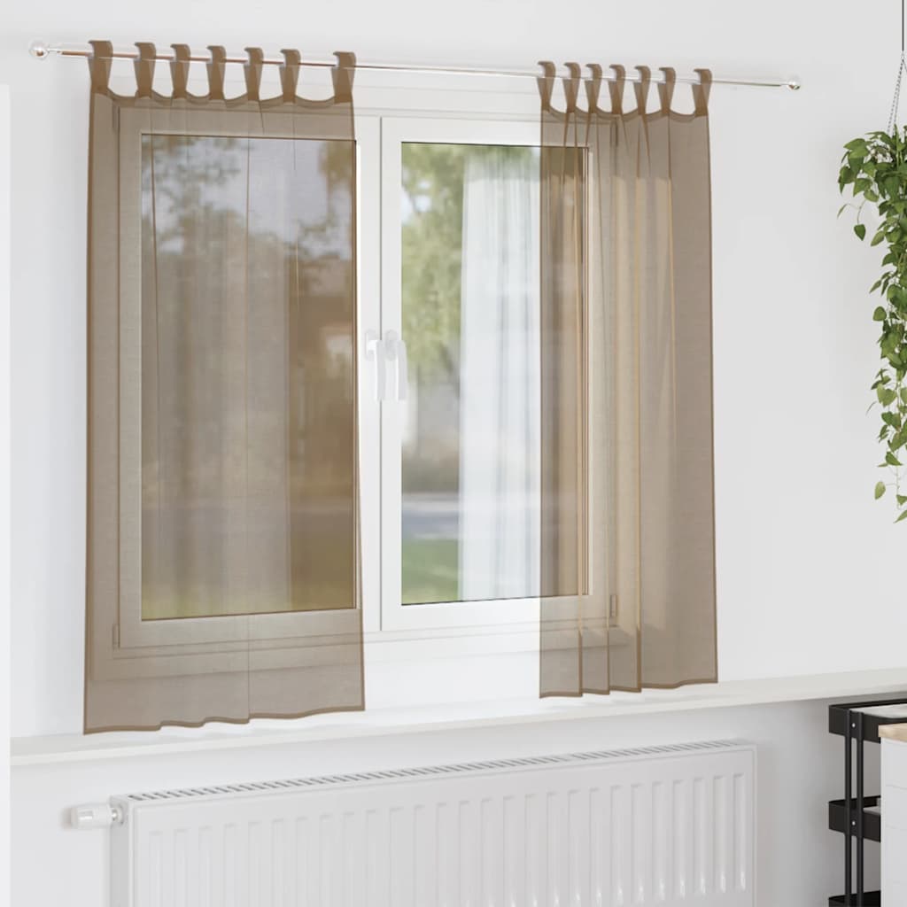 Hellbraune Voile-Vorhänge mit Schlaufen, 140x140cm, 2er-Set