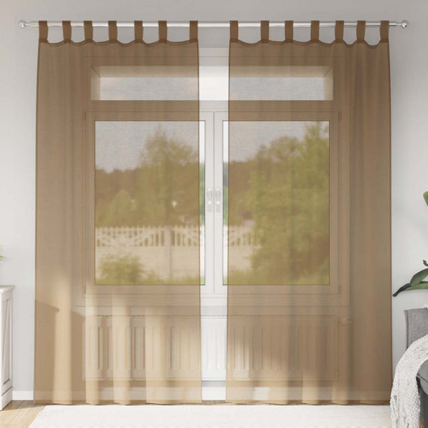 Hellbraune Voile Vorhänge 140x225 cm, 2er-Set