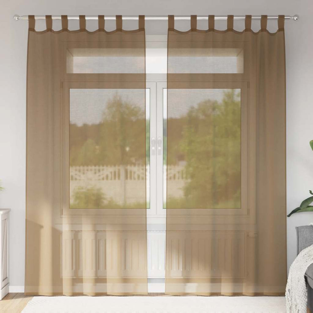 Hellbraune Voile-Vorhänge mit Schlaufen, 140x245cm, 2er-Set