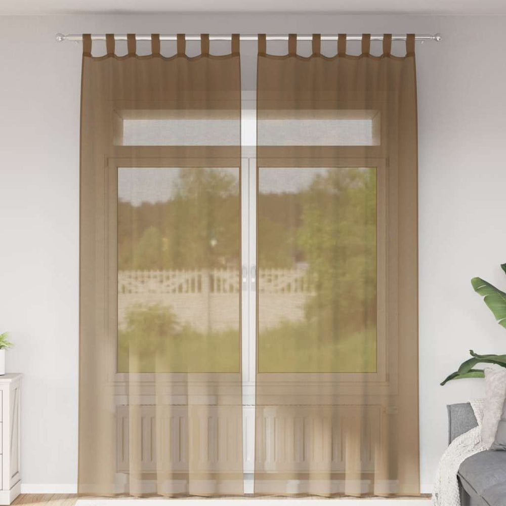 Hellbraune Voile-Vorhänge, 140x260 cm, 2er-Set