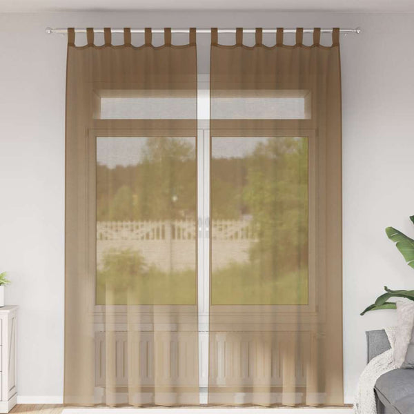 Hellbraune Voile-Vorhänge, 140x260 cm, 2er-Set