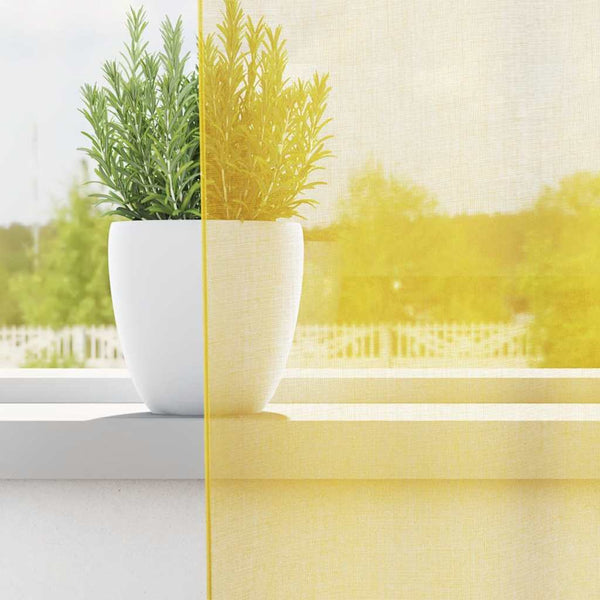 Gelbe Voile-Vorhänge mit Schlaufen 140x140 cm, 2er-Set