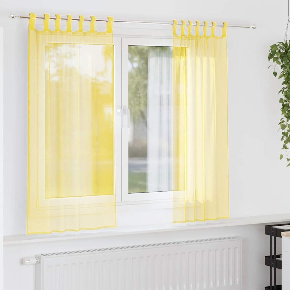 Gelbe Voile-Vorhänge mit Schlaufen 140x140 cm, 2er-Set
