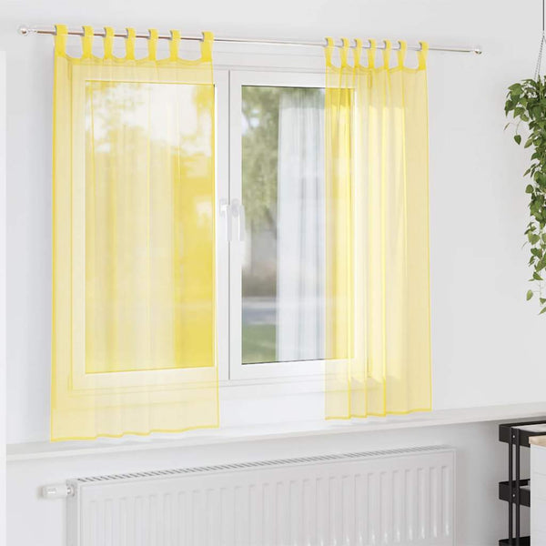 Gelbe Voile-Vorhänge mit Schlaufen 140x175cm, 2er-Set