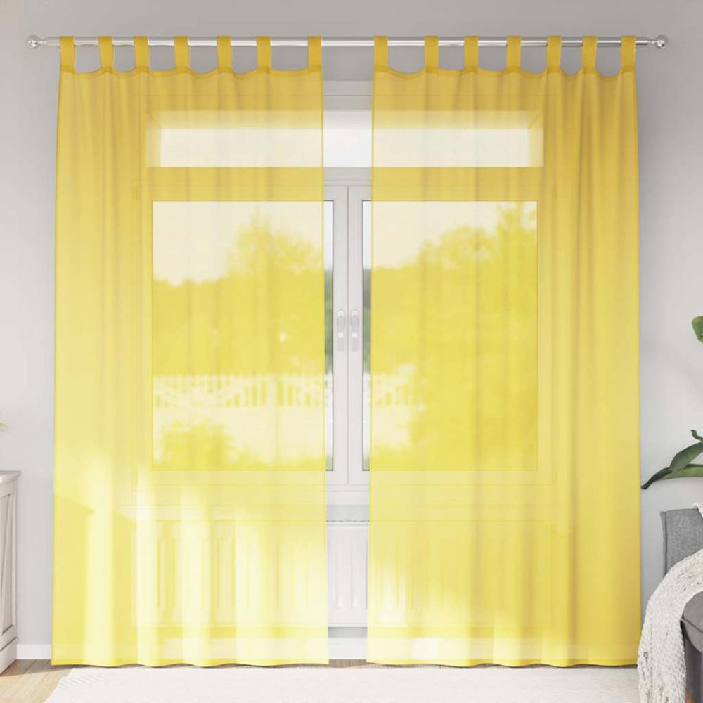 Gelbe Voile-Vorhänge mit Schlaufen 140x225 cm, 2er-Set