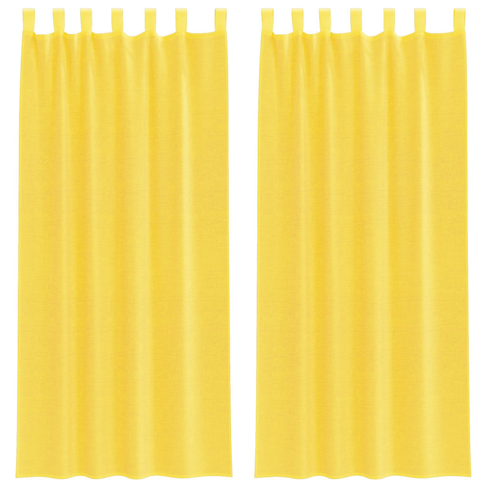 Gelbe Voile-Vorhänge mit Schlaufen, 2er-Set