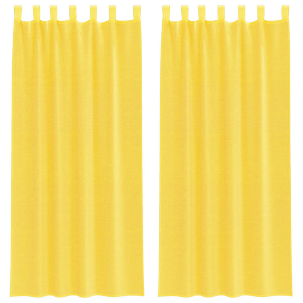 Gelbe Voile-Vorhänge mit Schlaufen, 2er-Set
