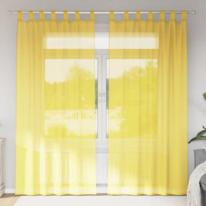 Gelbe Voile-Vorhänge mit Schlaufen, 2er-Set