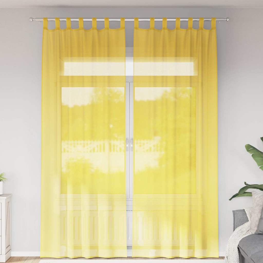 Gelbe Voile-Vorhänge mit Schlaufen, 140x260 cm, 2er-Set