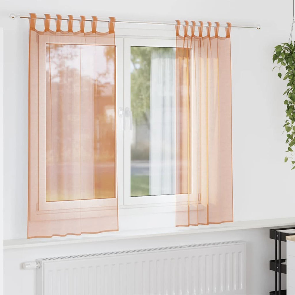 Terracotta Voile Vorhänge mit Schlaufen, 140x140cm, 2er-Set