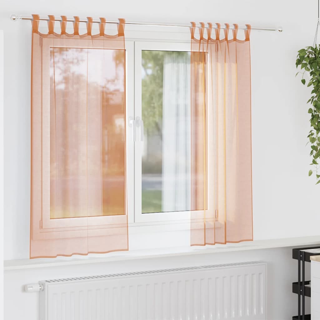 Terracotta Voile Vorhänge mit Schlaufen, 140x140cm, 2er-Set