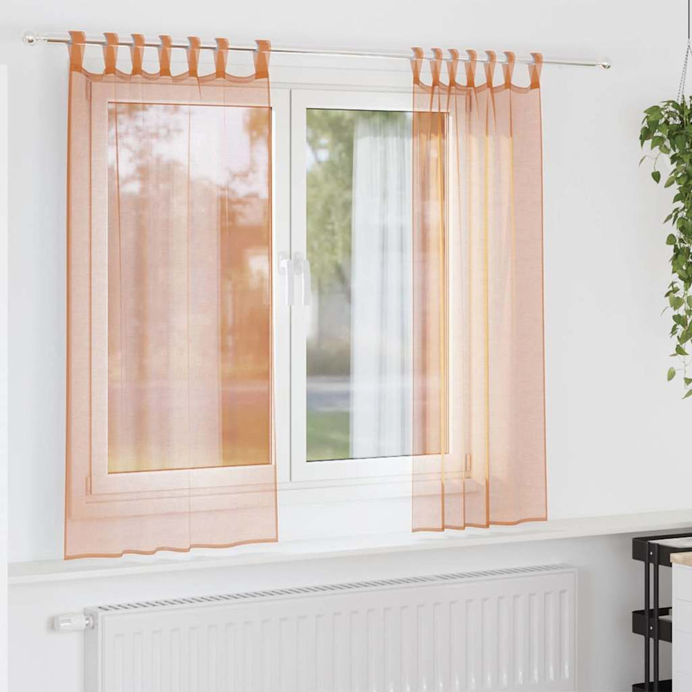 2er-Set Voile-Vorhänge Terrakotta 140x175 cm