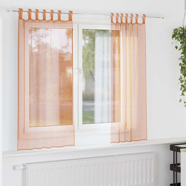 2er-Set Voile-Vorhänge Terrakotta 140x175 cm