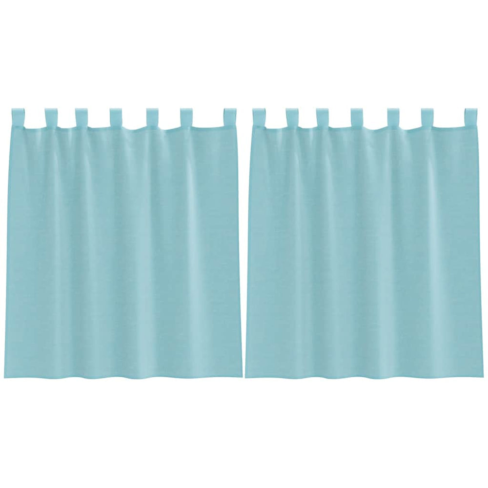 Türkise Voile-Vorhänge mit Schlaufen, 140x140 cm, 2er-Set