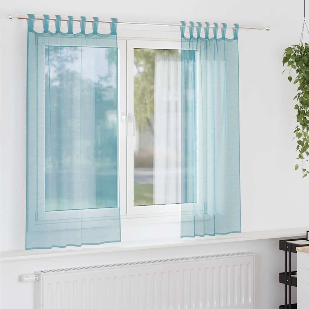 Türkis Voile Vorhänge mit Schlaufen 140x175 cm, 2er-Set
