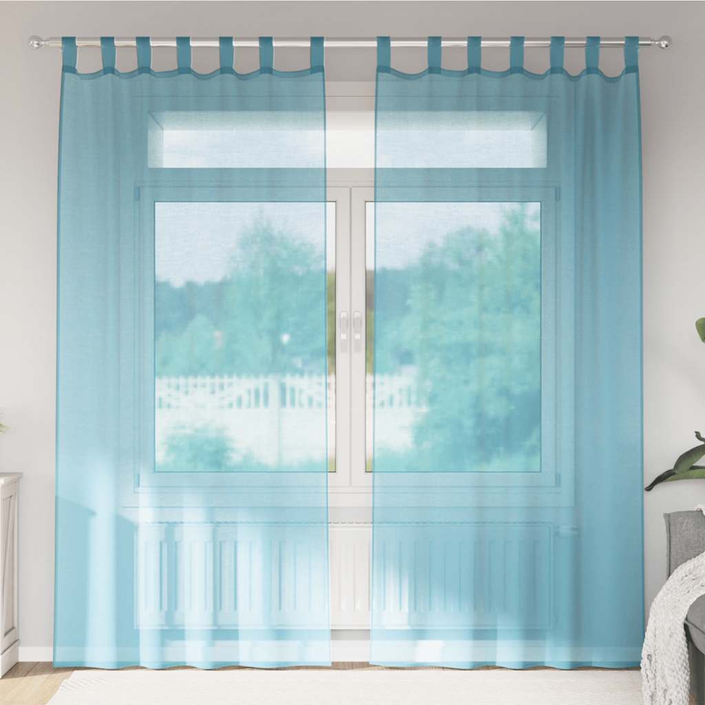 Türkis Voile Vorhänge mit Schlaufen 140x225 cm, 2er-Set