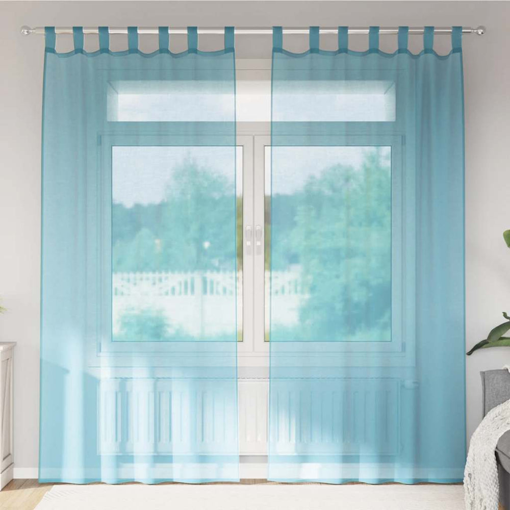Türkise Voile Vorhänge mit Schlaufen 140x245cm, 2er-Set