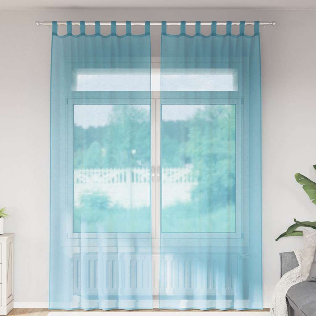 Türkise Voile-Vorhänge mit Schlaufen, 2er-Set