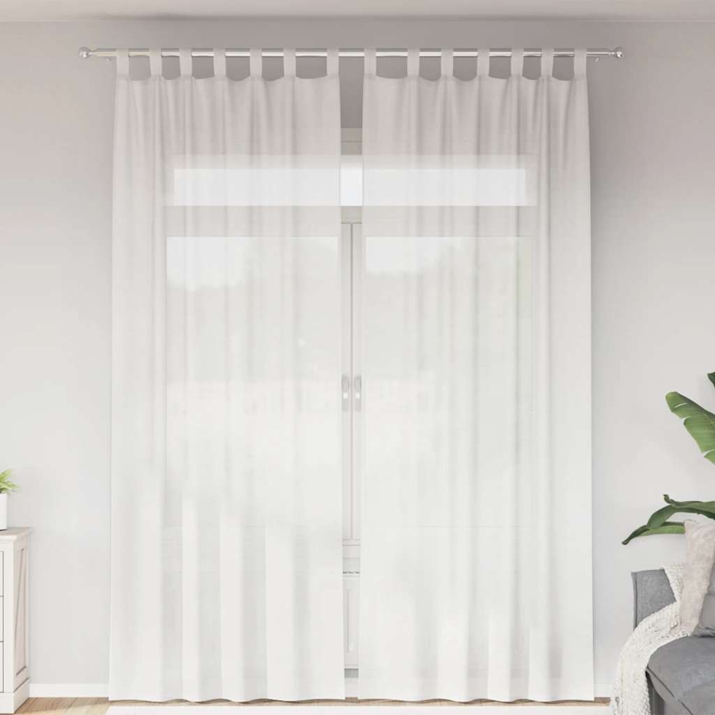 Weiße Voile Vorhänge mit Schlaufen, 140x260 cm, 2er-Set