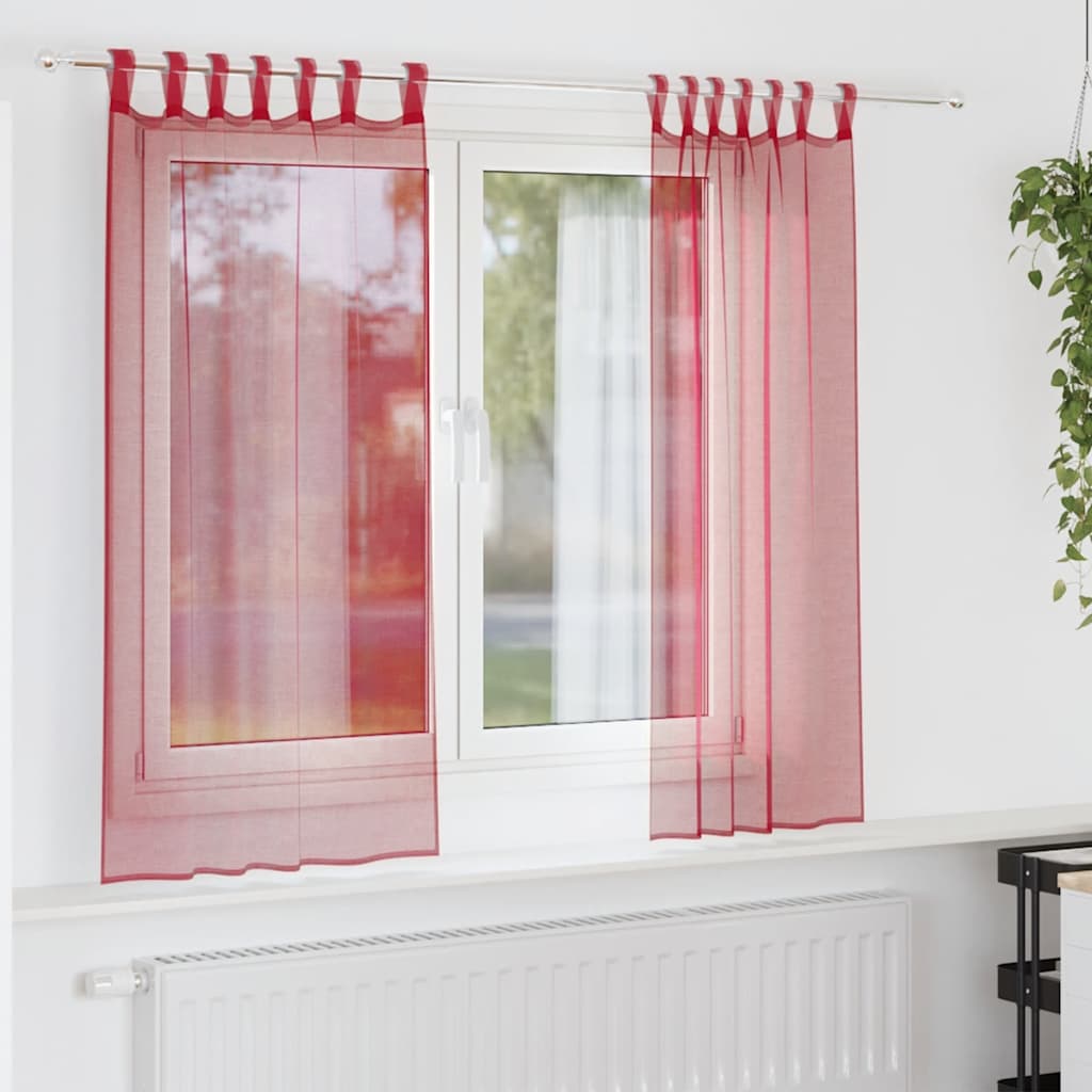 Weinrote Voile Vorhänge mit Schlaufen 140x140 cm, 2er-Set