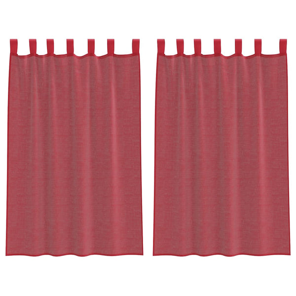Weinrote Voile Vorhänge mit Schlaufen, 140x175 cm, 2er-Set