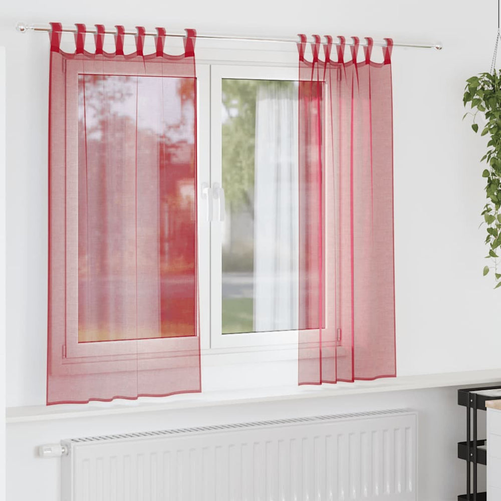 Weinrote Voile Vorhänge mit Schlaufen, 140x175 cm, 2er-Set