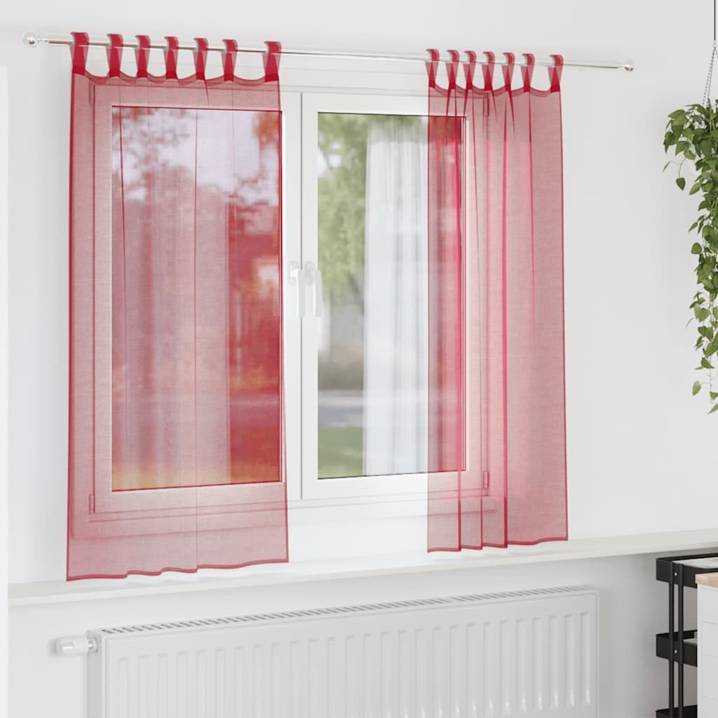 Weinrote Voile Vorhänge mit Schlaufen, 140x175 cm, 2er-Set