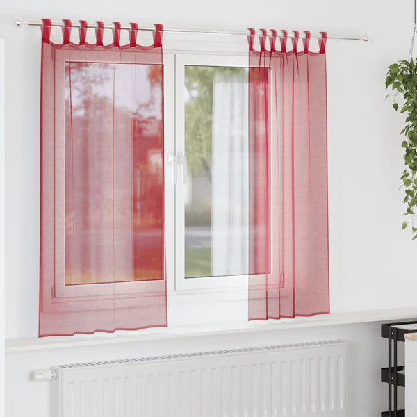 Weinrote Voile Vorhänge mit Schlaufen, 140x175 cm, 2er-Set