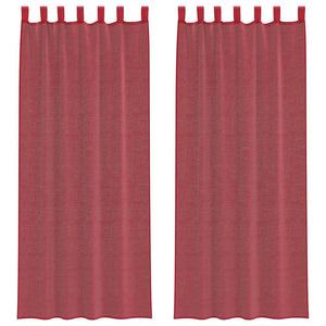 Weinrote Voile Vorhänge mit Schlaufen 140x260 cm, 2er-Set