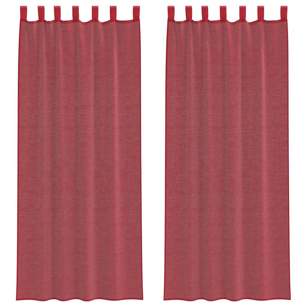 Weinrote Voile Vorhänge mit Schlaufen 140x260 cm, 2er-Set