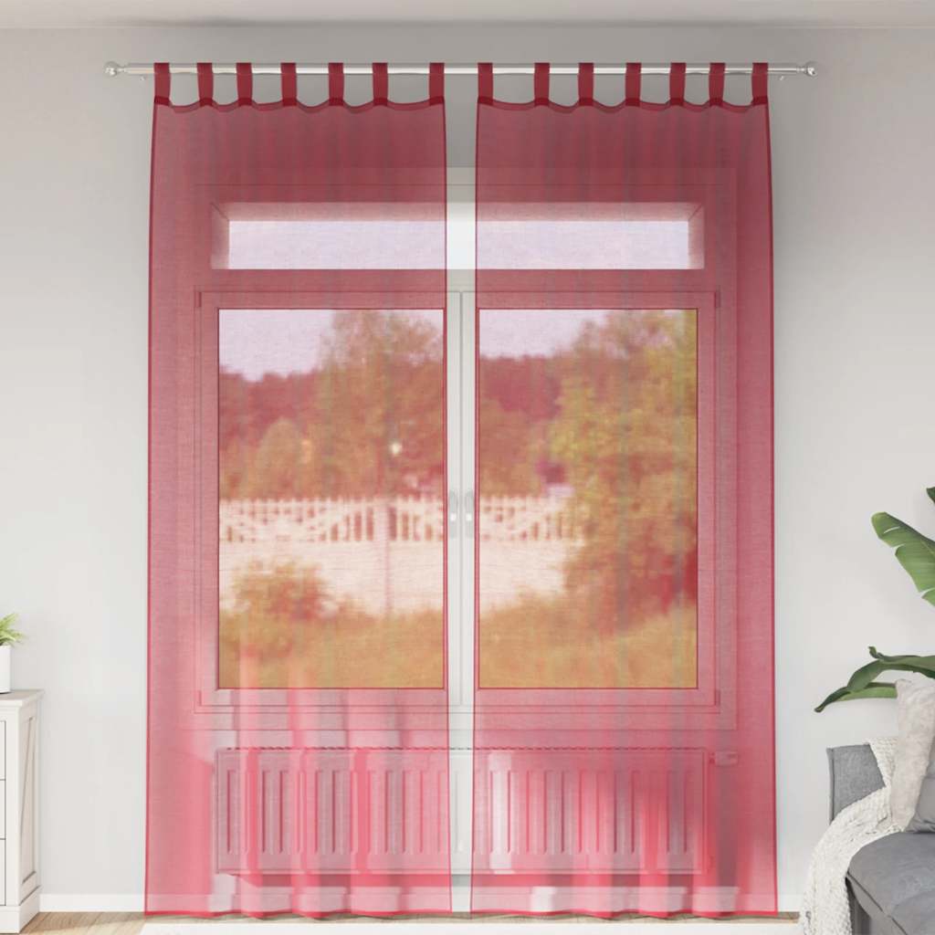 Weinrote Voile Vorhänge mit Schlaufen 140x260 cm, 2er-Set