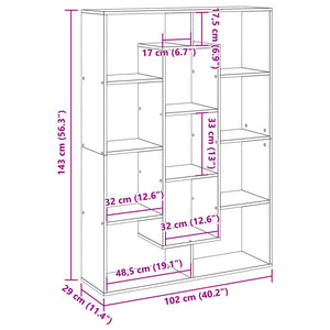 vidaXL Bibliothèque Gris Ciment 102x29x143 cm Aggloméré