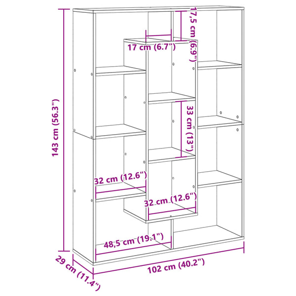 vidaXL Bibliothèque Gris Ciment 102x29x143 cm Aggloméré