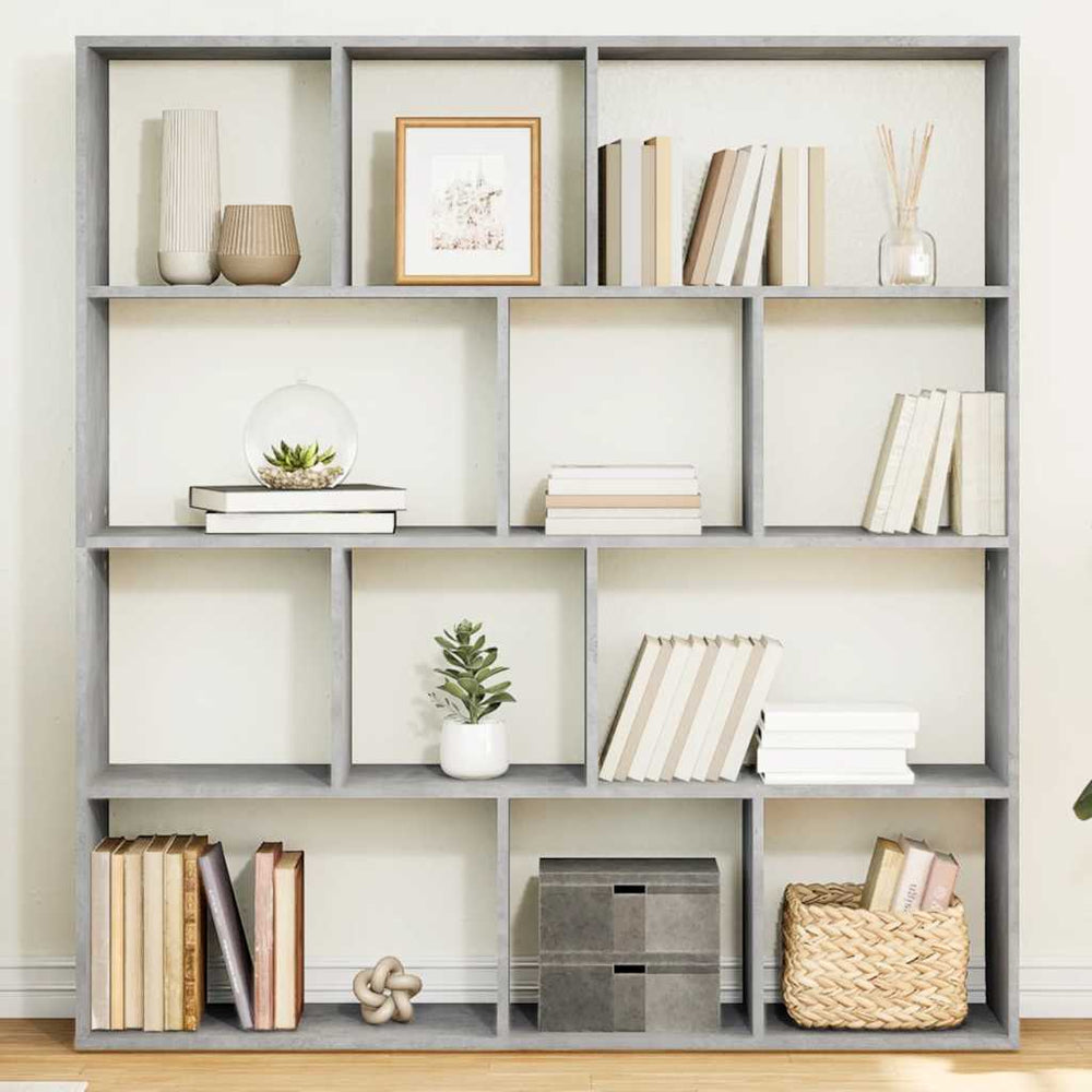 Betongraues Bücherregal, 132 cm