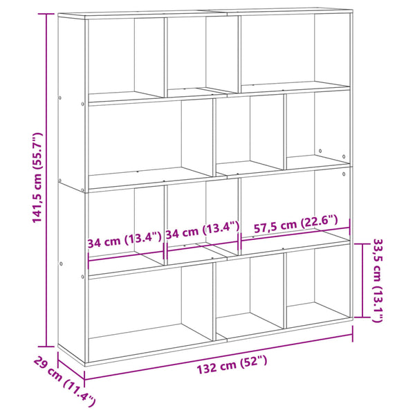 Bücherregal Räuchereiche 132x141,5 cm