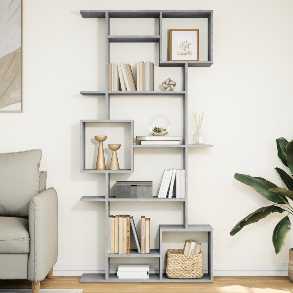 Betongraues Bücherregal, 92x29x188 cm