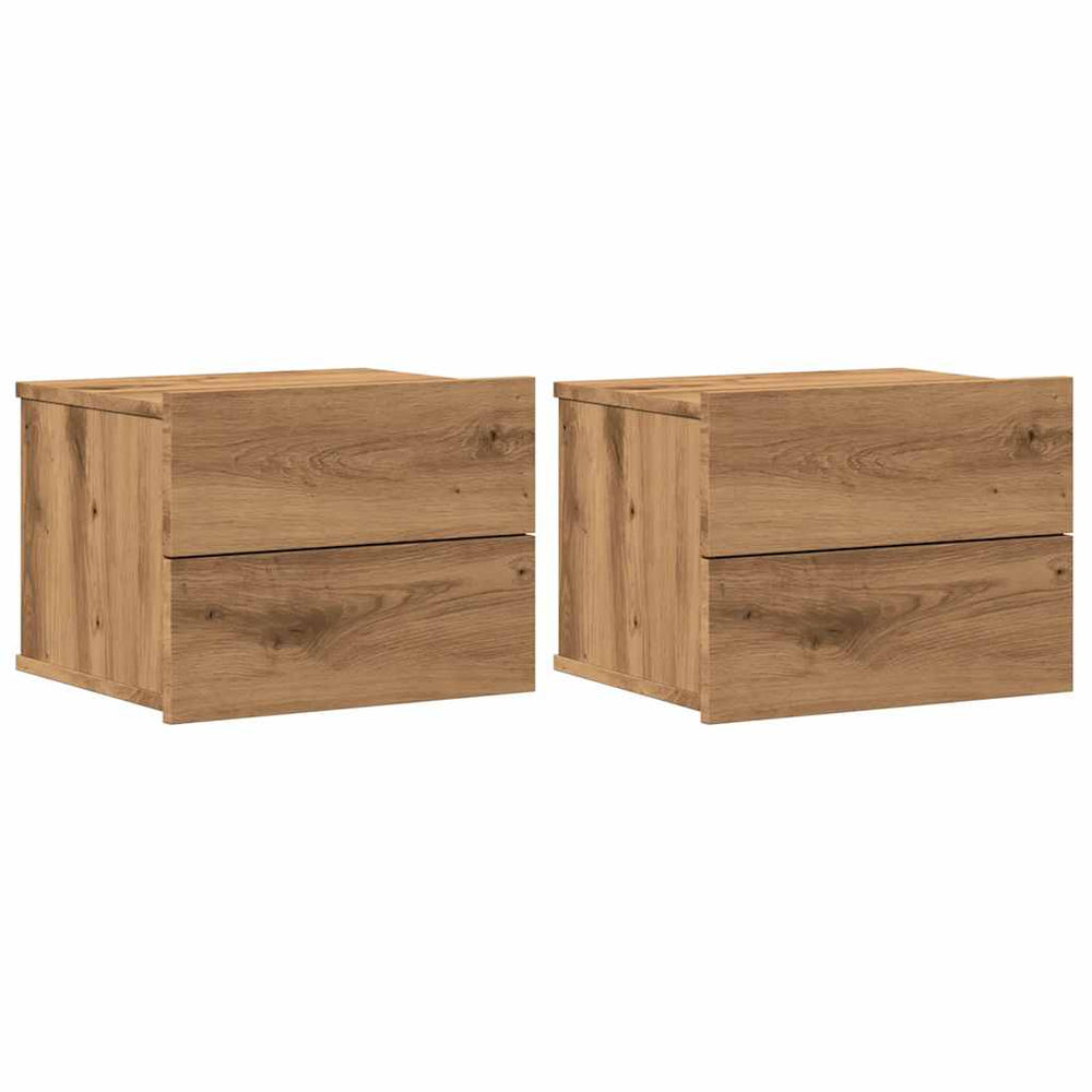 Wand Nachttische 2er Set Eiche