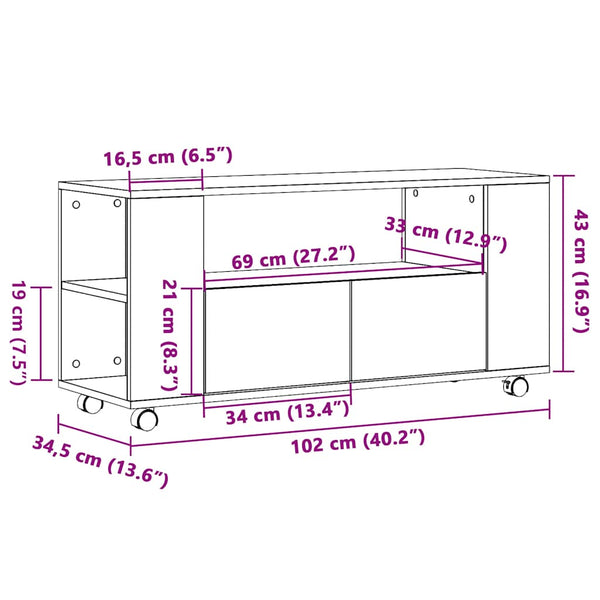 TV-Schrank Altholz-Optik mit Rollen