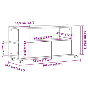 TV-Schrank Artisan Eiche mit Rollen