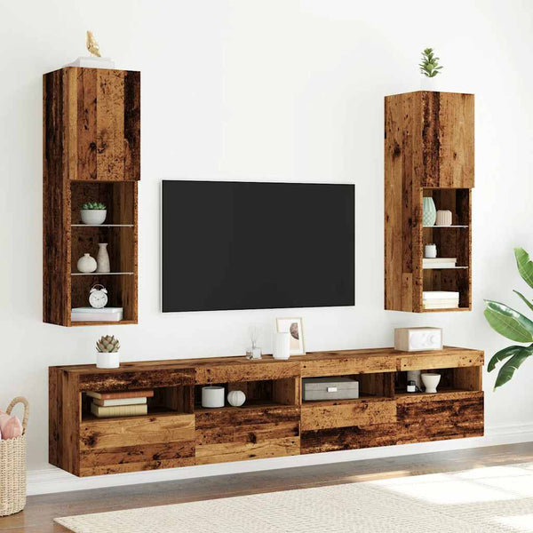 TV-Schränke mit LED Altholz-Optik 2er Set