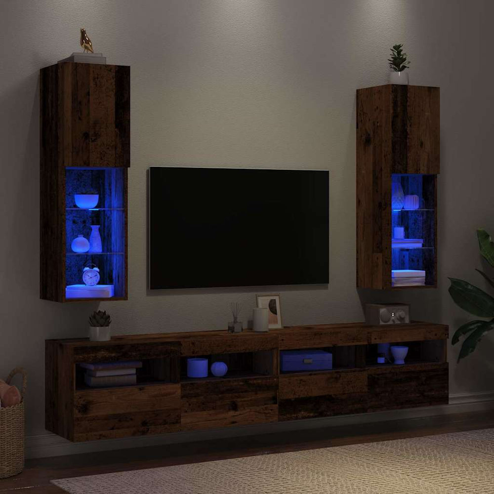 TV-Schränke mit LED Altholz-Optik 2er Set