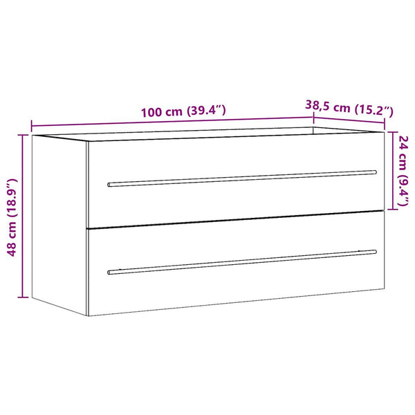 Waschbeckenunterschrank Betongrau 100 cm
