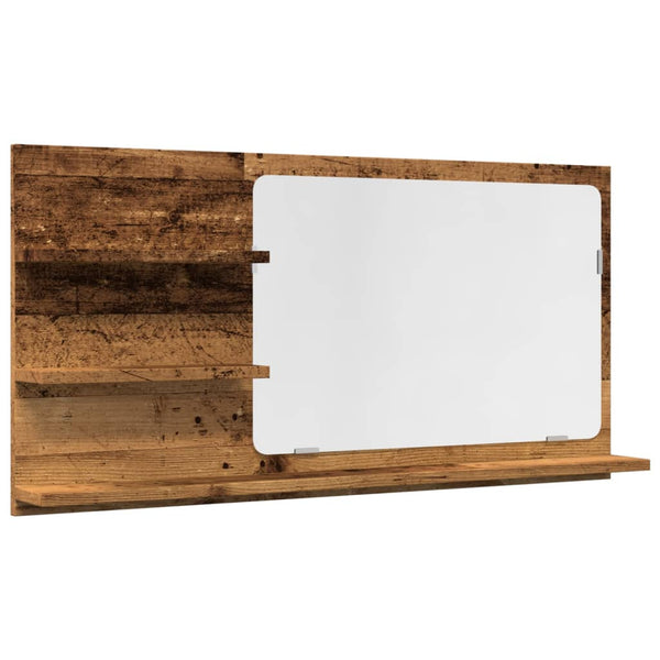 Badspiegel mit Ablagen Altholz 90x45 cm