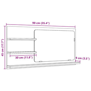 Badspiegel mit Ablagen Altholz 90x45 cm