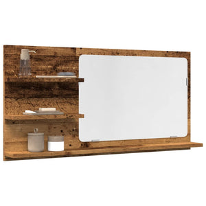 Badspiegel mit Ablagen Altholz 90x45 cm