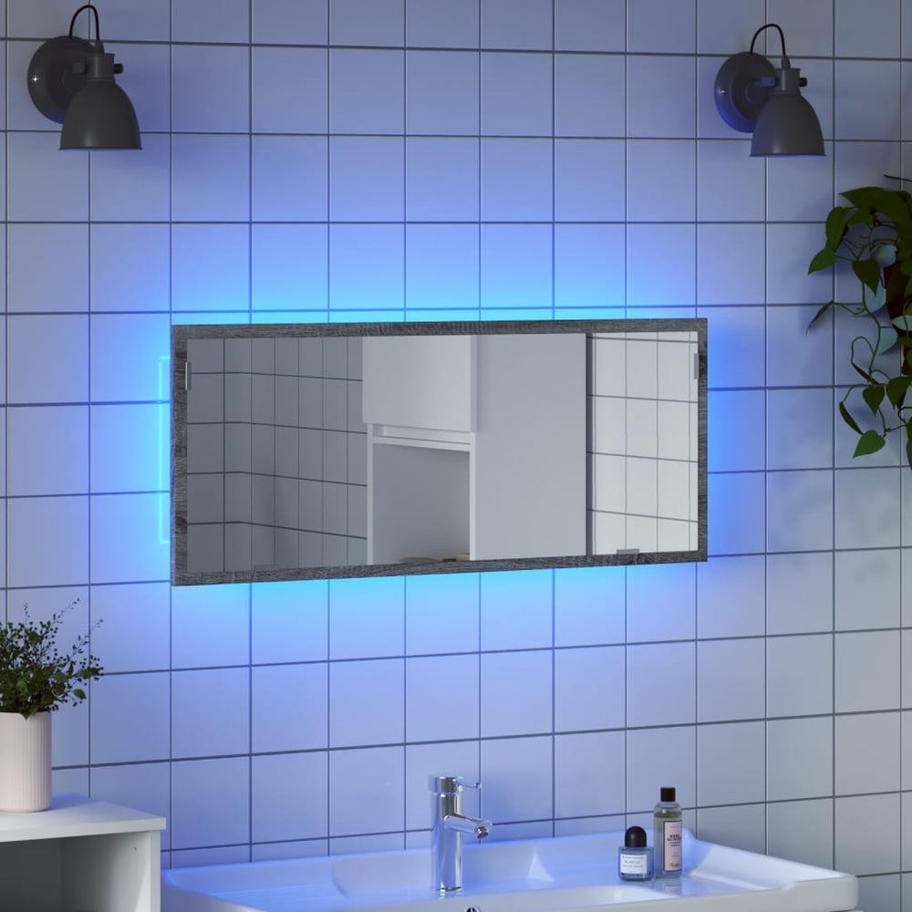 LED Badspiegel Grau Sonoma 100 cm