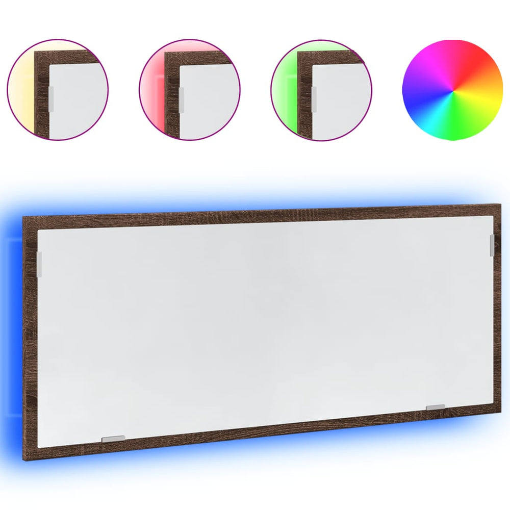 LED Badspiegel Braun Eiche 100 cm