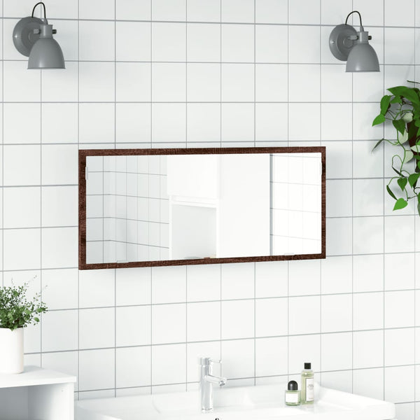 LED Badspiegel Braun Eiche 100 cm