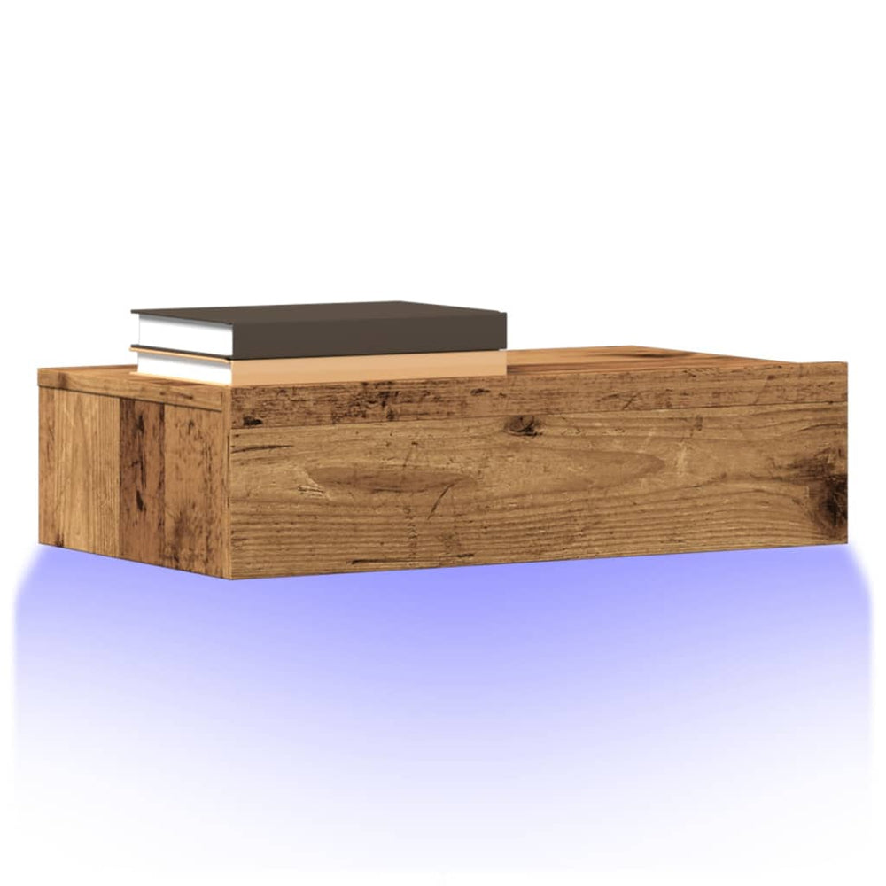 vidaXL Meubles TV avec lumières LED 2 pcs Aspect bois de récupération 60x35x15,5 cm